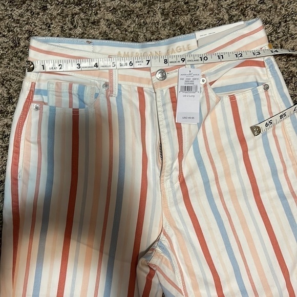 American Eagle Outfitters White Striped Straight Leg mom Jeans - Picture 12 of 12